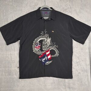 VTG Y2K Phat Farm Dragon Button Up Shirt Mens XXL Black Hip Hop Streetwear Urban